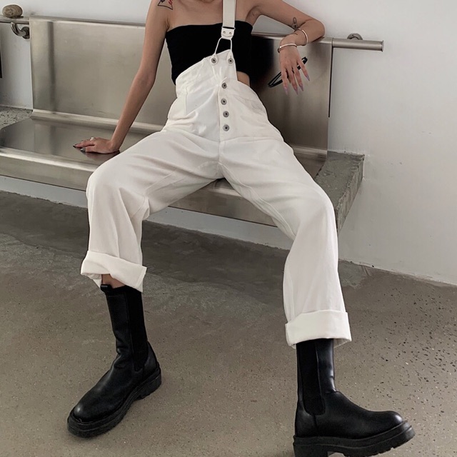 Quần yếm trắng một dây Ulzzang _NAIP | BigBuy360 - bigbuy360.vn