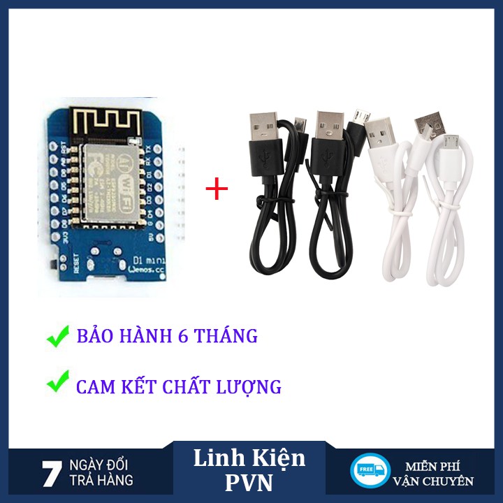 ✅ [BẢO HÀNG 6 THÁNG] Mạch Thu Phát WiFi ESP8266 Wemos D1 mini (NodeMCU Mini D1) - có kèm bộ Jump cắm