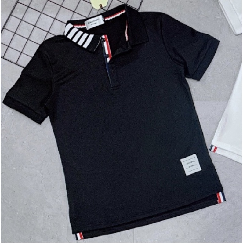 Áo polo Thom thời trang nam nữ mặc đơn đôi có hoạ tiết, Áo cộc tay có cổ phong cách hàn quốc cotton btshop từ 45-75 kg