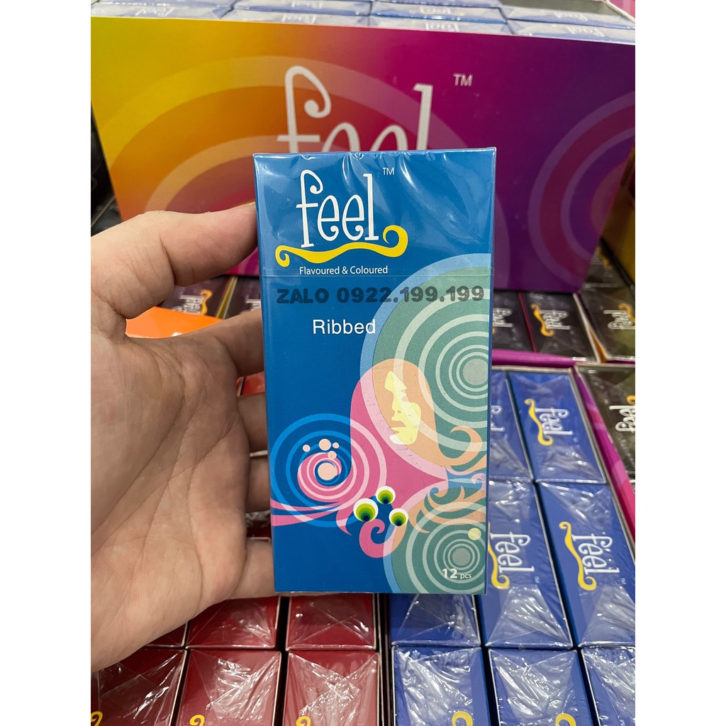 Bao cao su Feel Ribbed siêu mỏng giúp kéo dài thời gian quan hệ lâu 12 chiếc