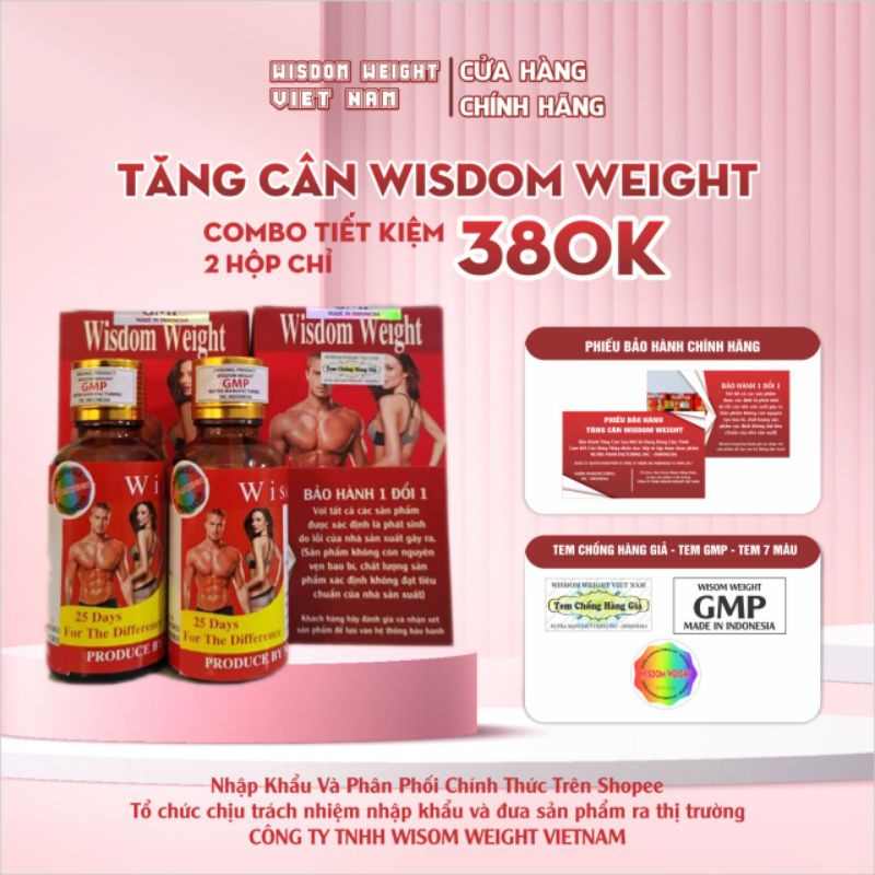 Viên Uống Hỗ Trợ Tăng Cân và Cơ Bắp Wisdom Weight (Hộp 25 viên)