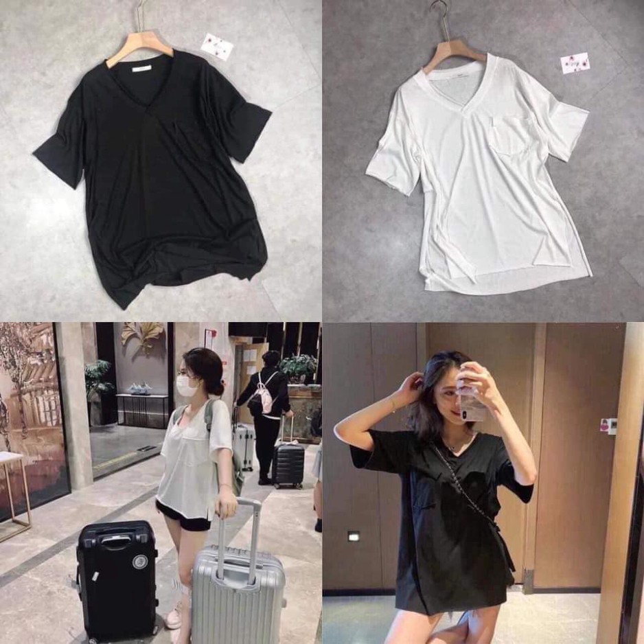 Áo phông CỔ TIM XẺ TÀ CÓ TÚI siêu hot VAV OFFICIAL STORE