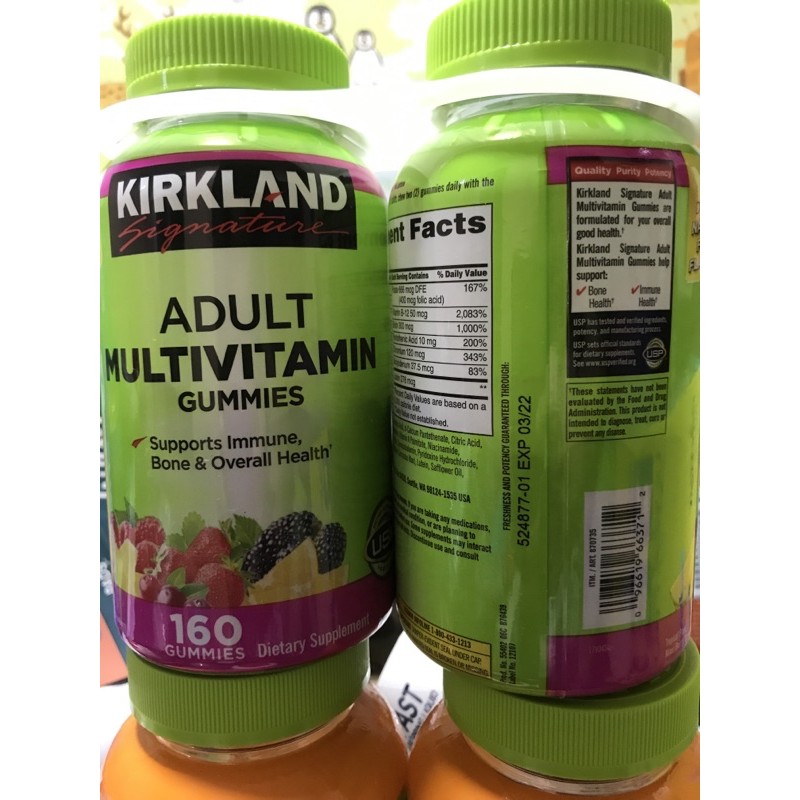 (2024)Kẹo dẻo bổ sung 10 loại Vitamins cho người lớn , Kirkland Adult Multivitamin Gummies, 160 viên