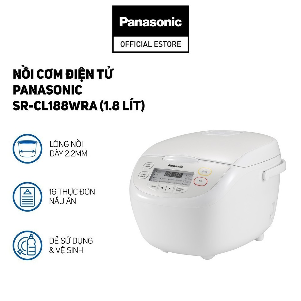 Nồi Cơm Điện Tử Panasonic SR-CL188WRA (1.8L) - Bảo Hành 12 Tháng - Hàng Chính Hãng