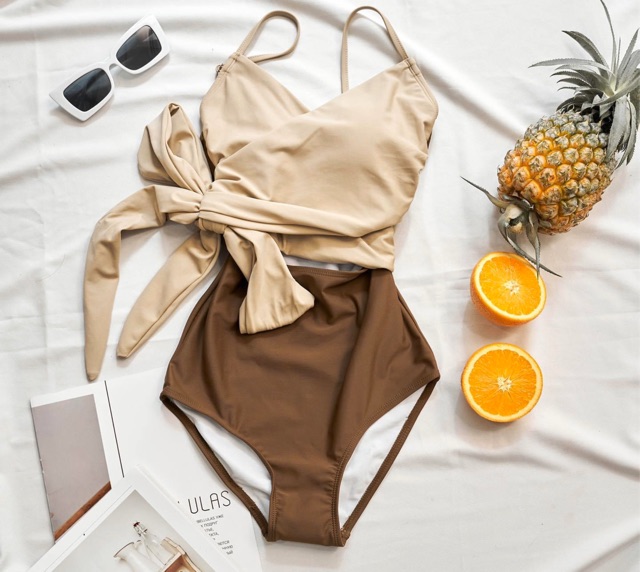 [BKN709] &lt;HÀN&gt; BODYSUIT NÂU MIX BE NƠ EO KIỂU HÀN