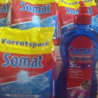 Combo bột rửa chén bát Somat+ nước làm bóng somat 750ml
