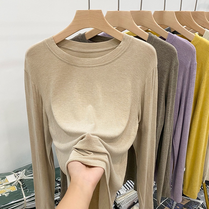 Áo Thun Tay Dài Màu Trơn Mềm Mại Thoải Mái Dễ Phối Đồ 56657