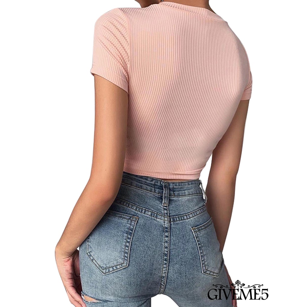 Áo Thun Nữ Ngắn Tay Cổ Tròn Thời Trang