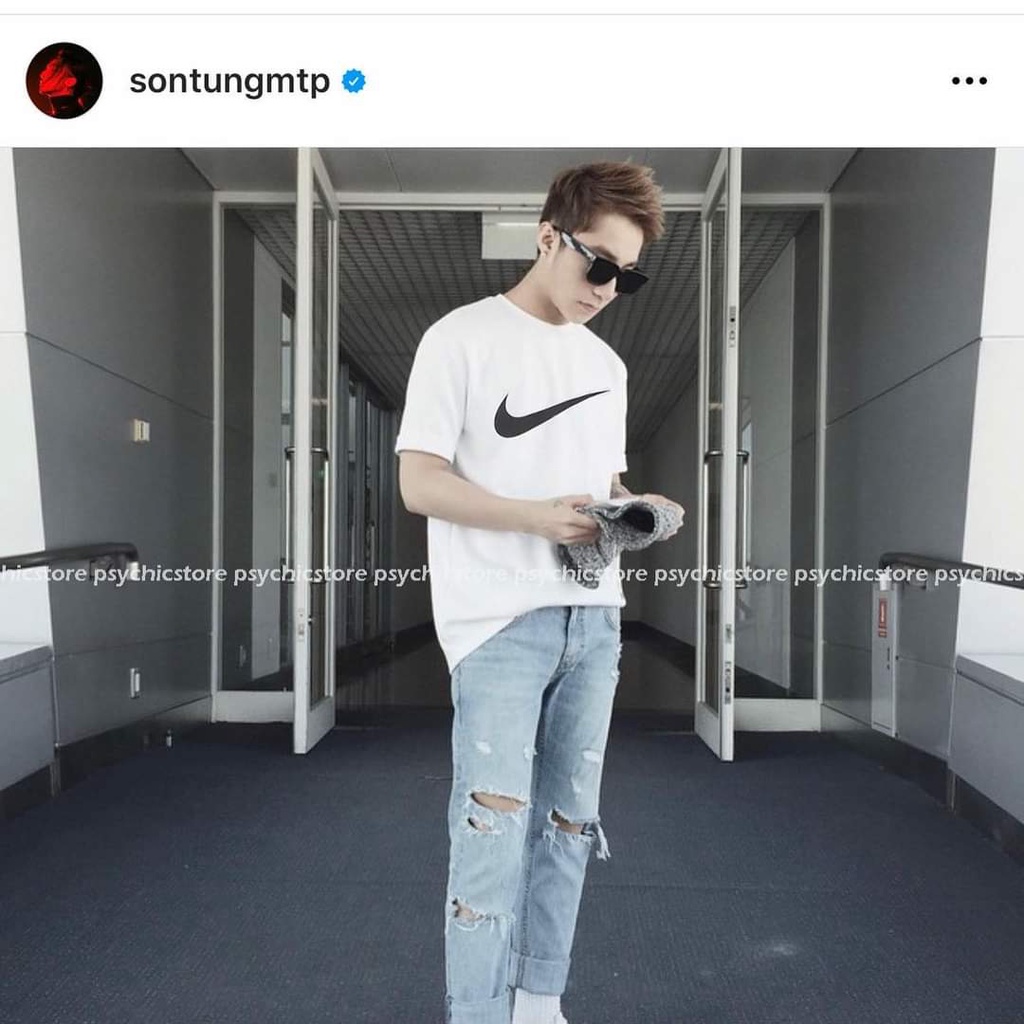 Áo thun tay lỡ N!KE đen trắng unisex form rộng, vải cotton phông trơn cực đẹp, thoáng mát co giãn TPT SHOP 062203