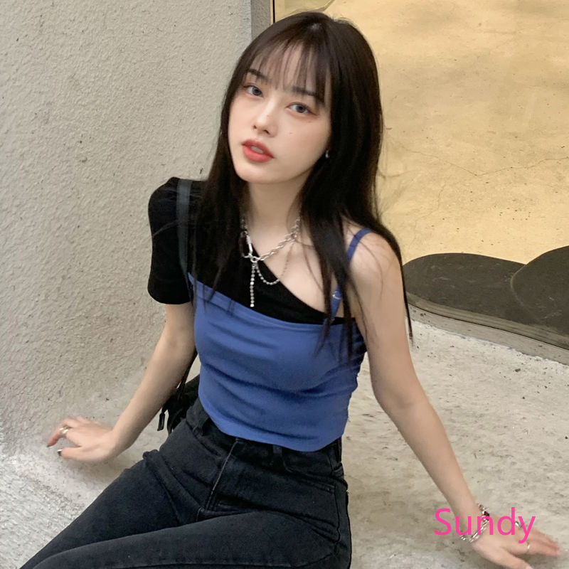 Áo Croptop Tay Ngắn Thiết Kế Thanh Lịch Cho Phái Nữ