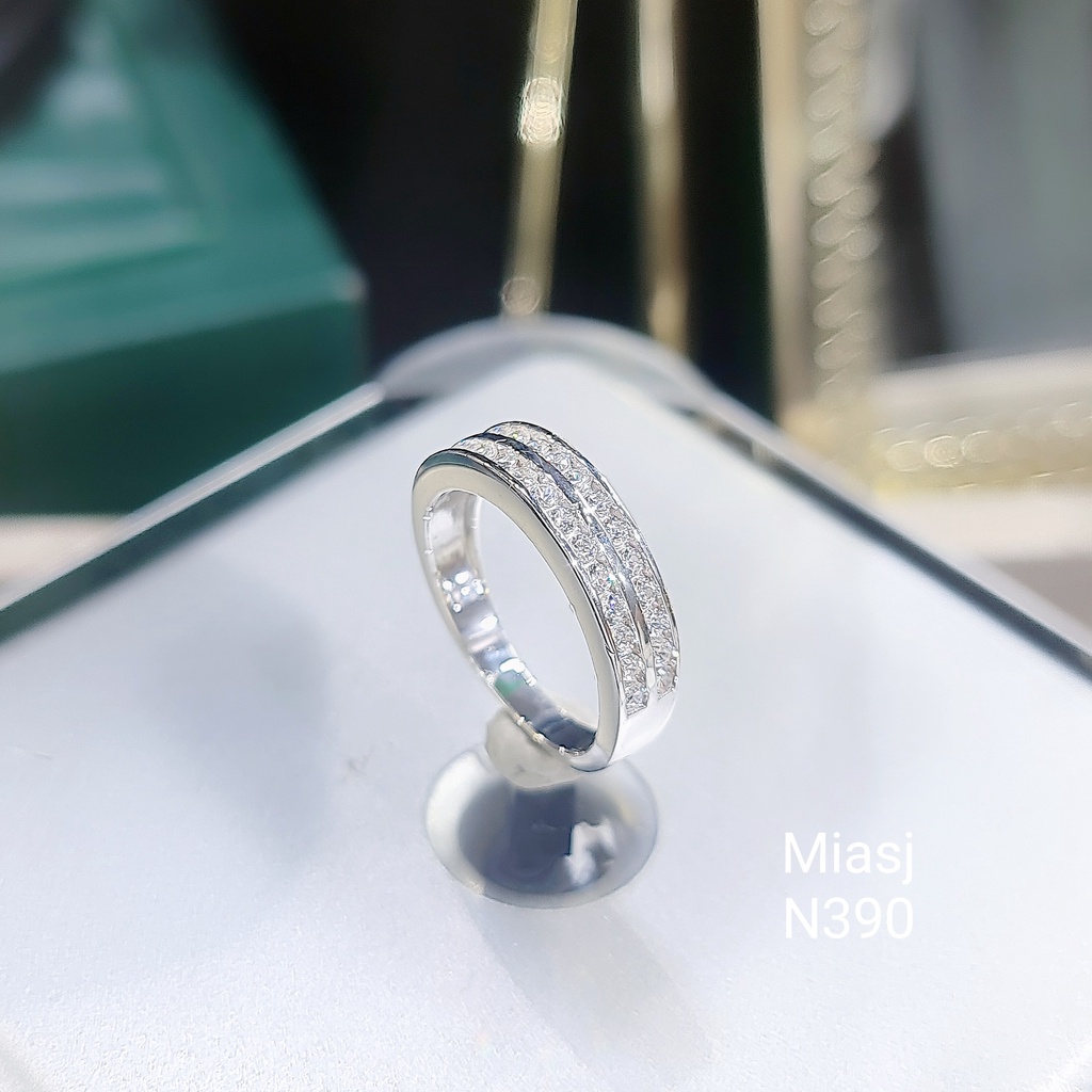 Nhẫn nữ Bạc Ý S925 đính đá nhỏ hai hàng MiASJ CZ cao cấp N390 sang trọng