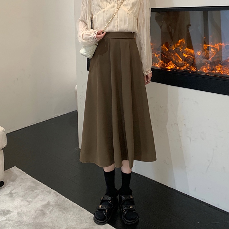 Chân váy midi chữ A lưng cao dáng rộng 48549