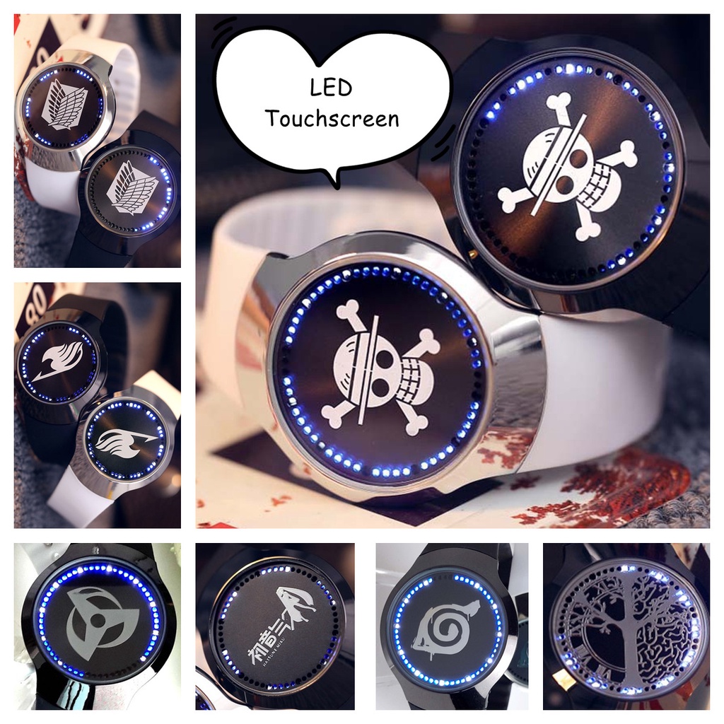 Đồng Hồ led Cảm Ứng Chống Thấm Nước Hình anime one piece attack on titan fairy tail