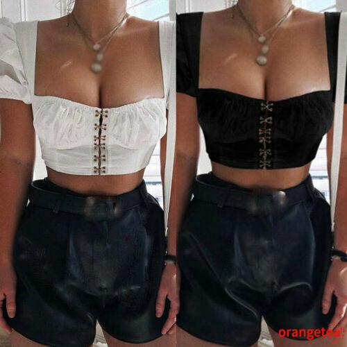 Áo Croptop Tay Ngắn Phối Bèo Thiết Kế Đơn Giản Cho Nữ