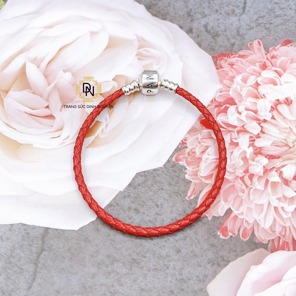 [Hàng cao cấp] Vòng tay bạc charm s925 🥰 Freeship 🥰 Vòng tay da chốt trụ bạc S925 ALE, mix charm tài lộc, may mắn 2021