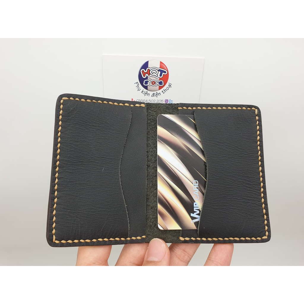 Ví da đựng Name Card HUTIS 01 Handmade bằng da bò thật 100%
