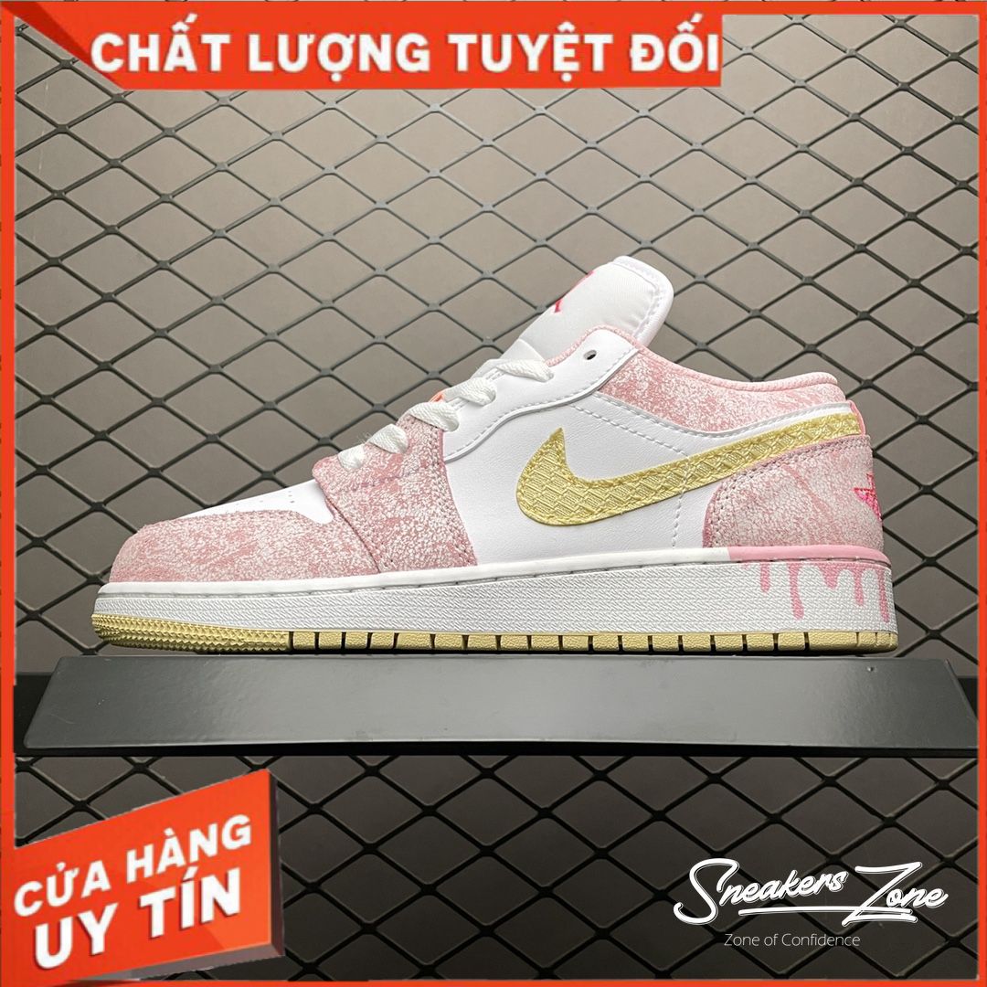 (FREESHIP+HỘP+QUÀ) Giày Thể Thao AIR JORDAN 1 Low Paint Drip Màu Hồng Giọt Sơn Nhỏ Giọt Cổ Thấp | BigBuy360 - bigbuy360.vn