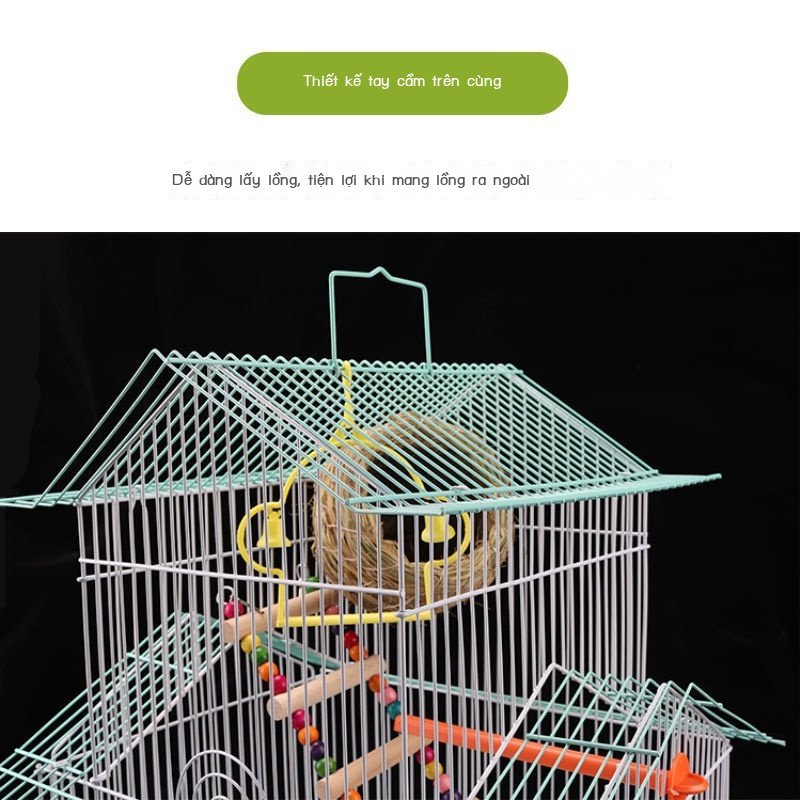 lồng chim inox☒▧✶Budgerigar lồng chim thêu mắt hoa mẫu đơn biệt thự lớn nhỏ kim loại hình dạng mái nhà cảnh