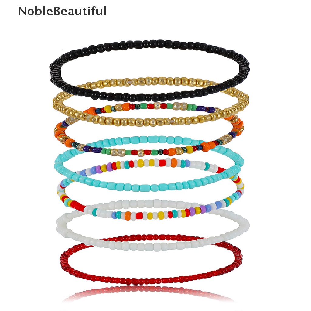 Set 7 lắc chân Handmade đính hạt nhiều màu thời trang cho nữ