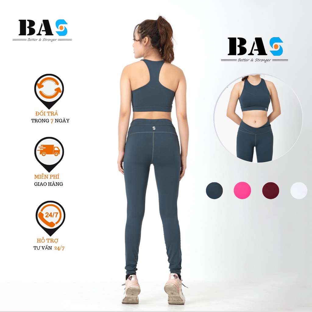Set Đồ Yoga Nữ BaHung, Áo Bra co dãn phối Quần Legging S40042