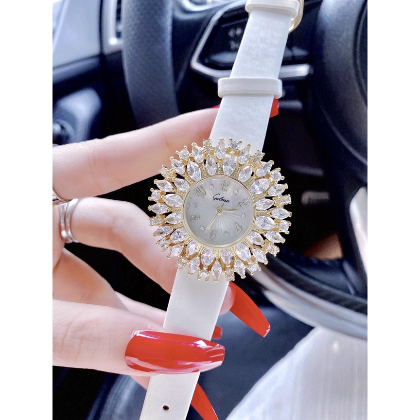 Đồng hồ nữ dây da, đồng hồ đeo tay nữ GULENA chính hãng cao cấp, đính đá cao cấp chuẩn kim cương nhân tạo siêu sang