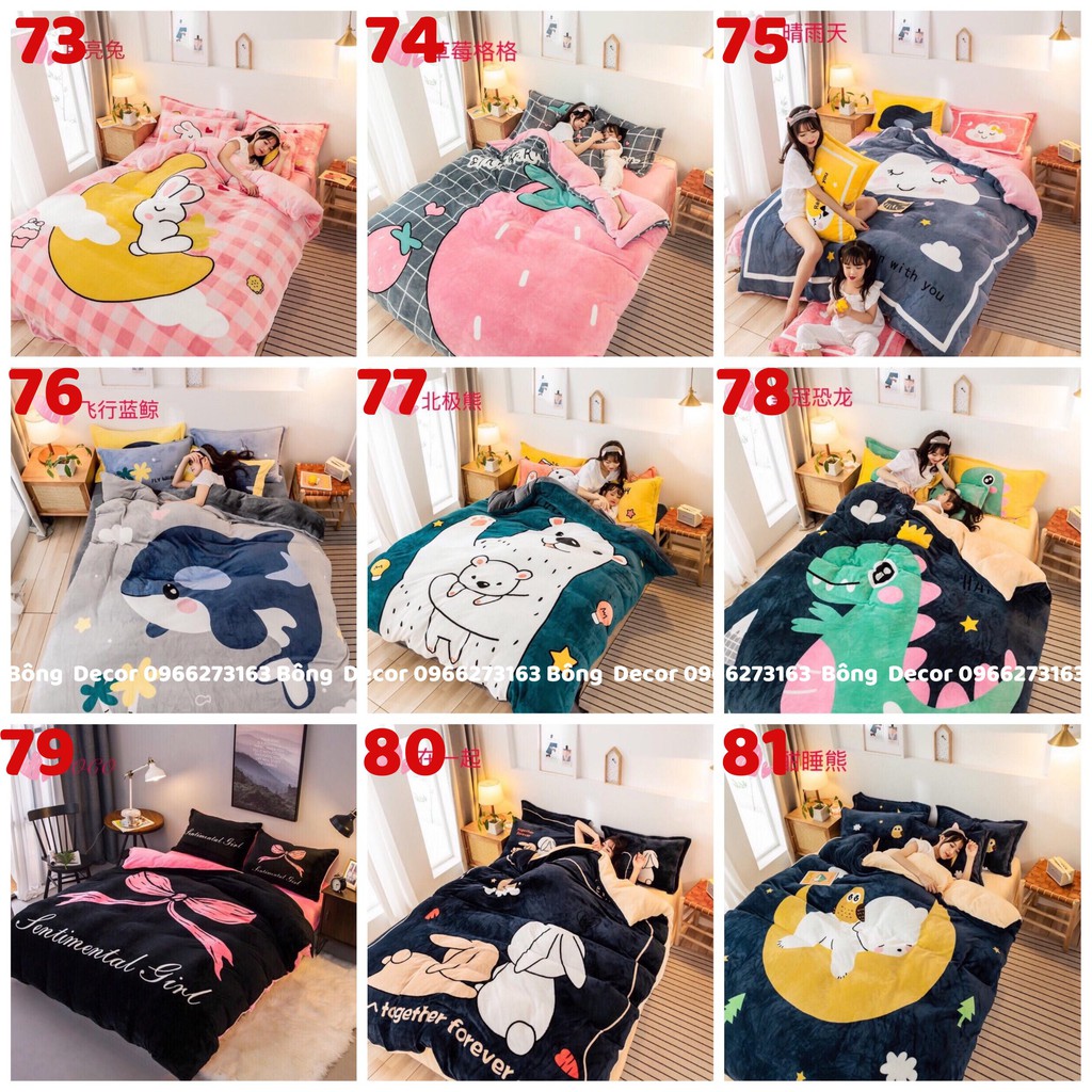 BỘ CHĂN GA GỐI NỈ NHUNG HOẠT HÌNH MẪU MỚI 2021 | BigBuy360 - bigbuy360.vn