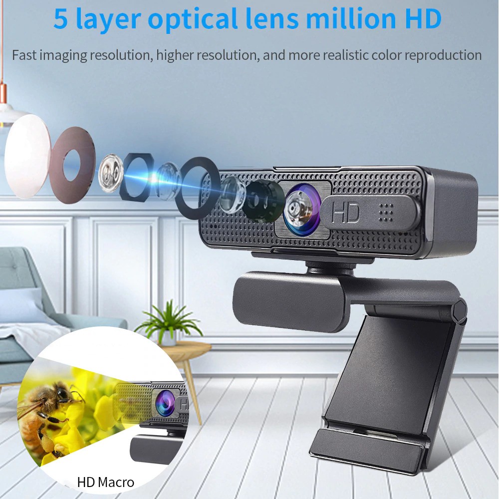 Webcam Hd 1080p Tishric Tự Động Lấy Nét Kèm Micro - H701 Đen | BigBuy360 - bigbuy360.vn