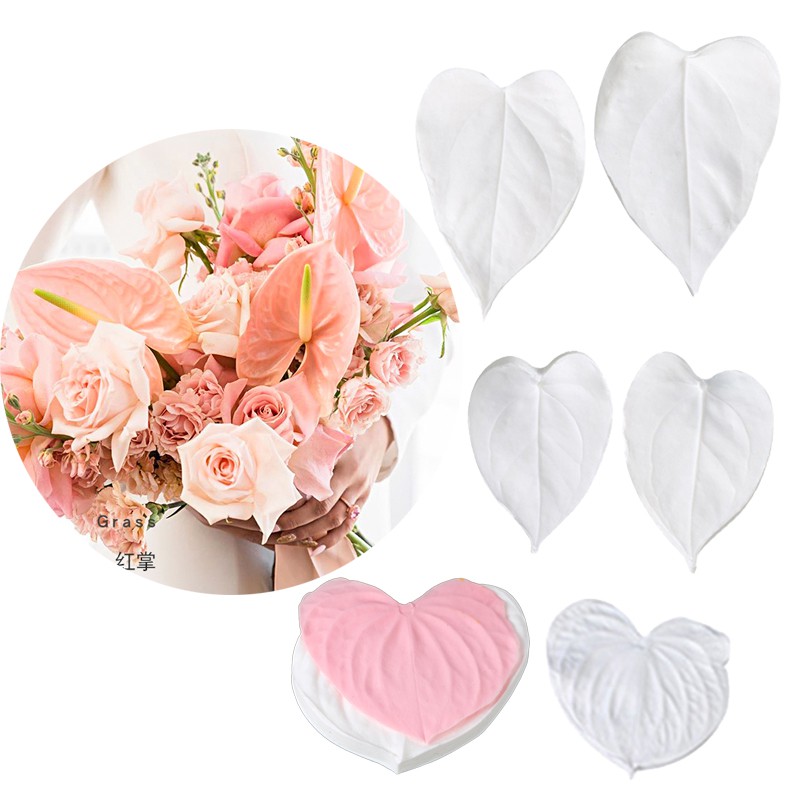 KALAIEN Flamingo Hoa Fondant Khuôn Hoa Cánh Hoa Khuôn Silicon & Lá Bộ Cắt Thép Không Gỉ Trang Trí Bánh Sáng Tạo Bánh Theo Chủ Đề Ăn Được Khuôn Làm Tĩnh Mạch Silicon
