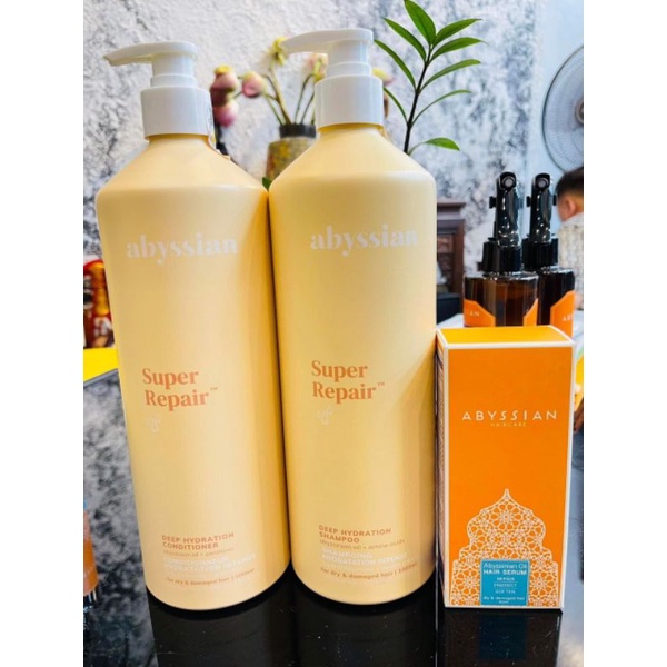 CẶP DẦU GỘI XẢ PHỤC HỒI DƯỠNG ẨM VÀ KÍCH THÍCH MỌC TÓC ABYSSIAN 1000ML
