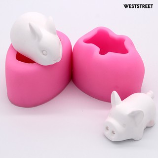 Khuôn Silicone Làm Bánh Tạo Hình Thỏ / Heo 3d Dễ Thương