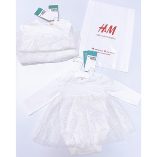 Váy bodysuit trắng tutu HM nơ hông