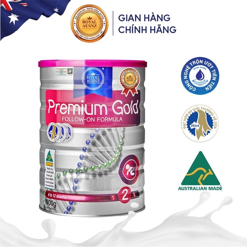 Sữa Bột Hoàng Gia Úc Premium Gold Số 2 Bổ Sung Vitamin, Khoáng Chất Cho Trẻ Royal AUSNZ 900g