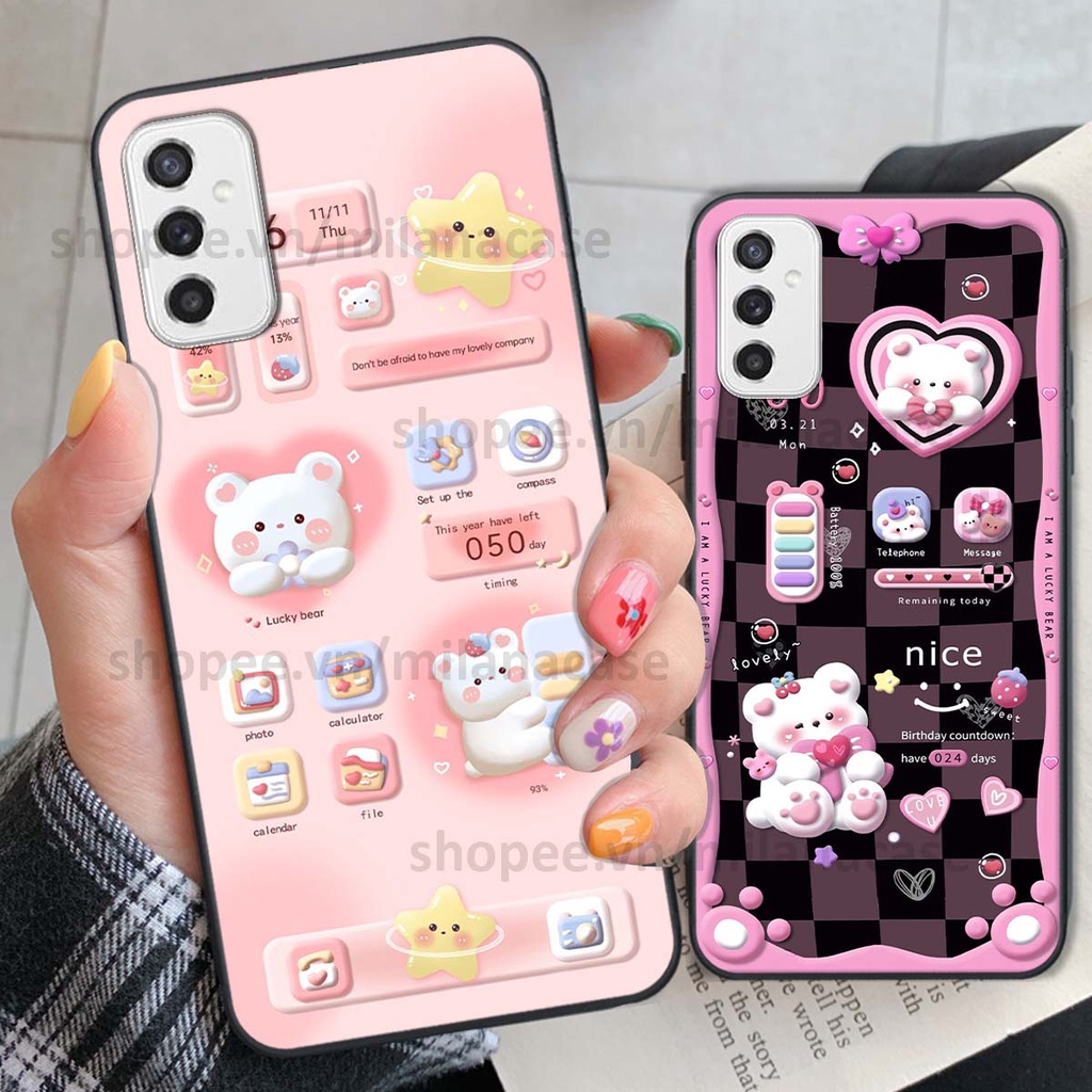 Ốp Samsung M52 5G hình đồng hồ icon gấu mèo cute cực dễ thương ngộ nghĩnh