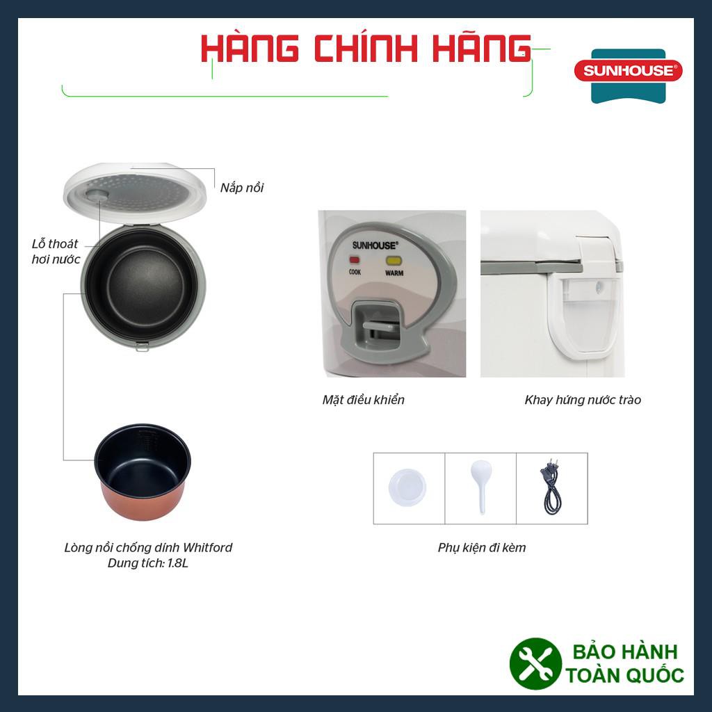 NỒI CƠM ĐIỆN 1.8L SUNHOUSE SHD8602, NỒI CƠM ĐIỆN SUNHOUSE SIÊU BỀN, BẢO HÀNH TOÀN QUỐC, LÒNG NỒI CHỐNG DÍNH WHITFORD | BigBuy360 - bigbuy360.vn
