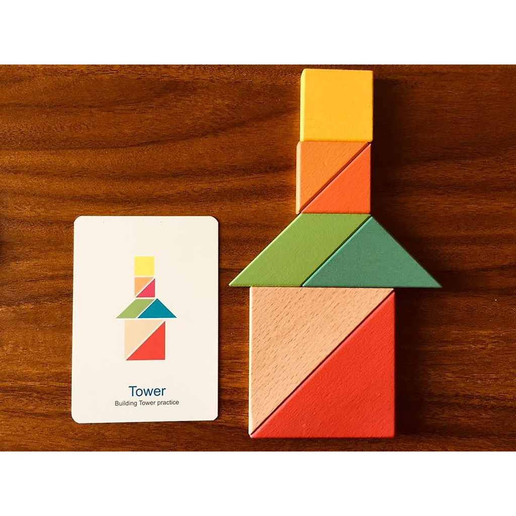 Ghép hình Tư duy Tangram gỗ theo thẻ