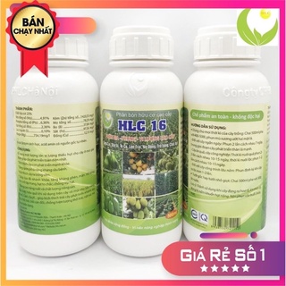 Phân bón hữu cơ HLC16 xanh lá, bật đọt, to trái bóng trái 500ml