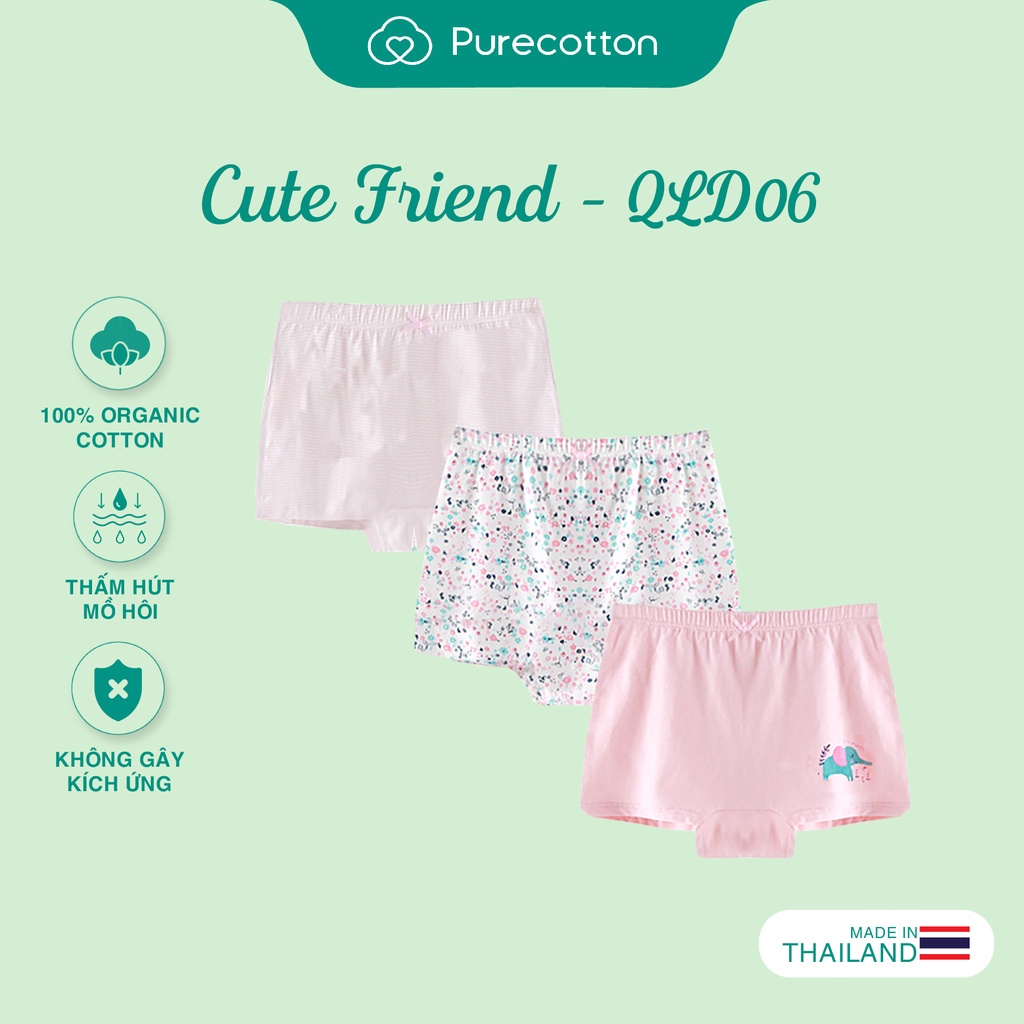 Combo 3 quần váy dáng đùi Purecotton cho bé gái chất liệu cotton cao cấp PC035