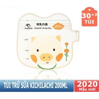 Túi Trữ Sữa KICHI 200ml, 30+2/hộp, Không BPA>2 khóa Zipper, Có Vòi