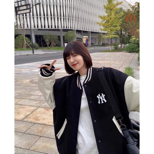 Áo bomber phối tay chữ lồng HT12