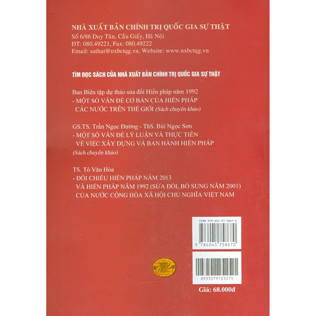 Sách - Hiến Pháp Việt Nam Qua Các Thời Kỳ (Các Bản Hiến Pháp Năm 1946, 1959, 1980, 1992, 2013)