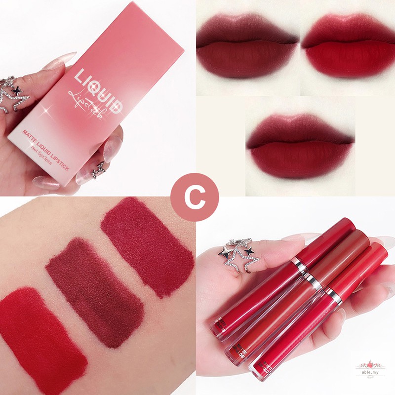 (Hàng Mới Về) Set 3 Son Kem Lì Lâu Trôi Không Phai Màu Sắc Quyến Rũ Cho Nữ | BigBuy360 - bigbuy360.vn