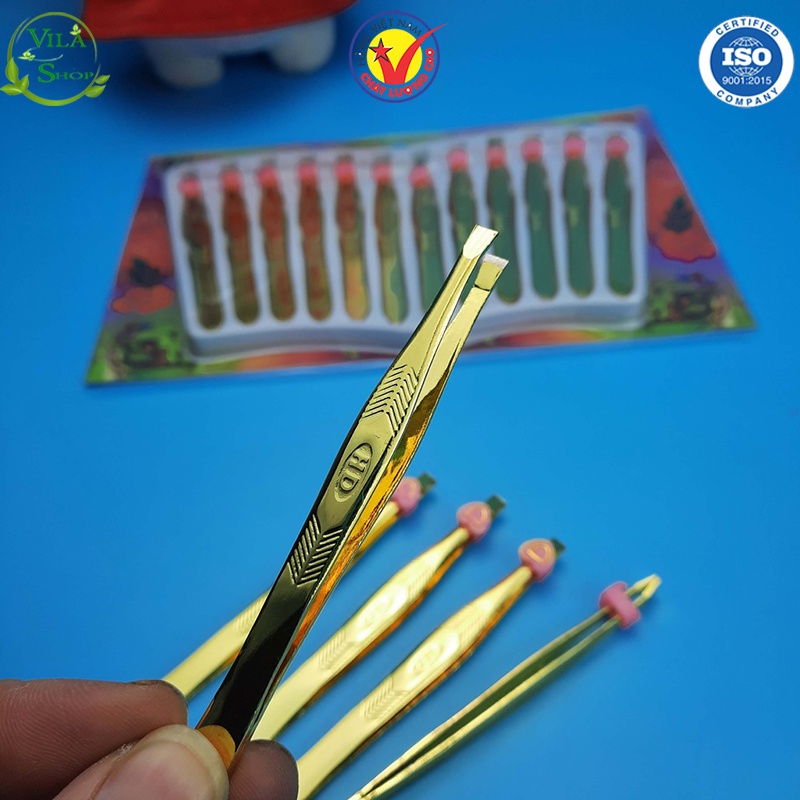 Nhíp Đa Năng Nhổ Lông Mày, Nhíp Nhổ Tóc Bạc, Tóc Sâu Màu Vàng HD - Thép Không Gỉ Hàng Chuẩn, Đẹp, Bám Tốt