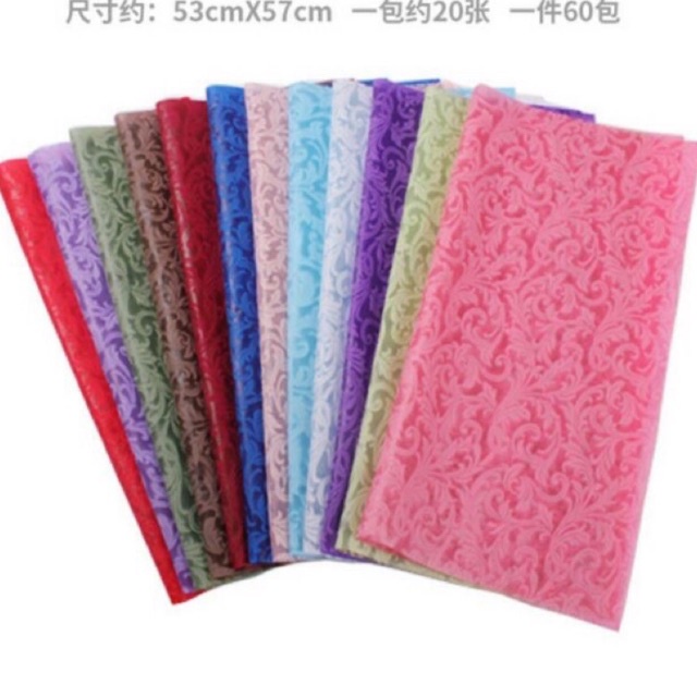Giấy gói hoa-20 tập GẤM LỤA hoa văn sang chảnh không nhăn
