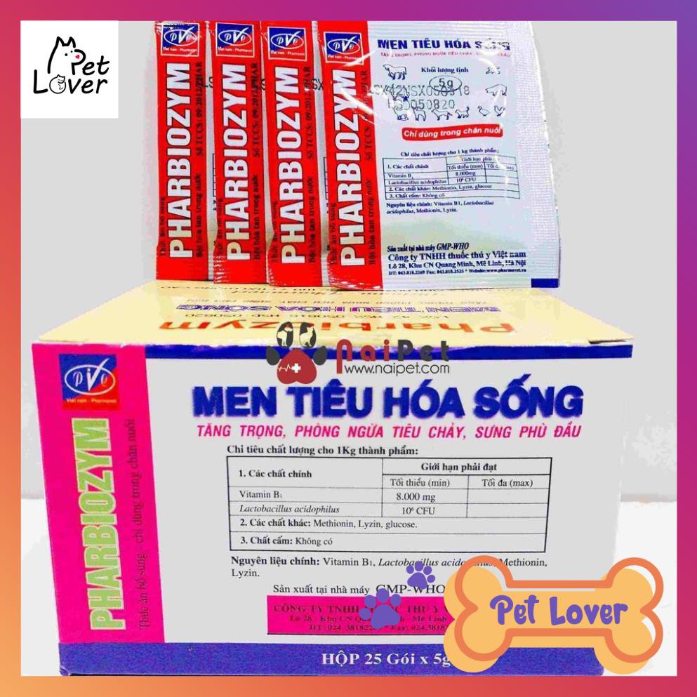 [FREESHIP] Men Tiêu Hoá Sống Tăng Trọng Phòng Ngừa Tiêu Chảy Sưng Phù Đầu Pharbiozym Gói 5g _Petlover