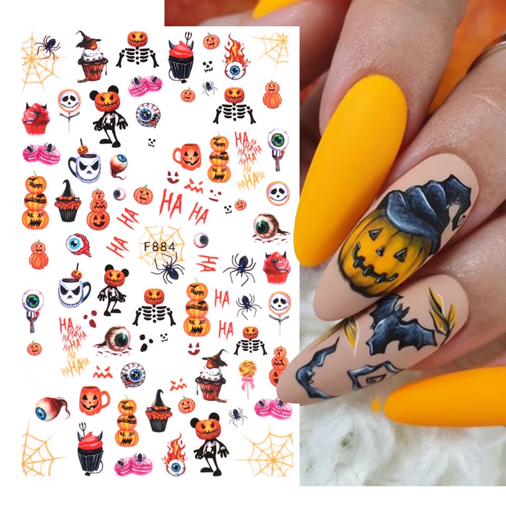 Miếng Dán Trang Trí Móng Tay Họa Tiết Halloween Dễ Thương