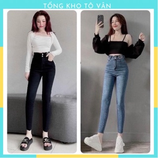 Quần jean lưng cao siêu đẹp, quần bò nữ ống bó siêu đẹp