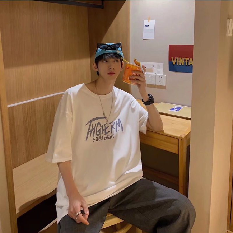 Áo Thun Tay Ngắn Dáng Rộng In Chữ Phong Cách Hip Hop Hàn Quốc Thời Trang Mùa Hè Cho Nam Và Nữ size M-5XL