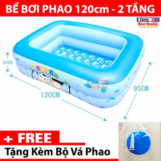 Hồ Bơi Cho Bé 2 Tầng 1m2 Màu Xanh , Hồ Bơi Phao Cho Bé ,Tặng Kèm Bộ Vá Phao