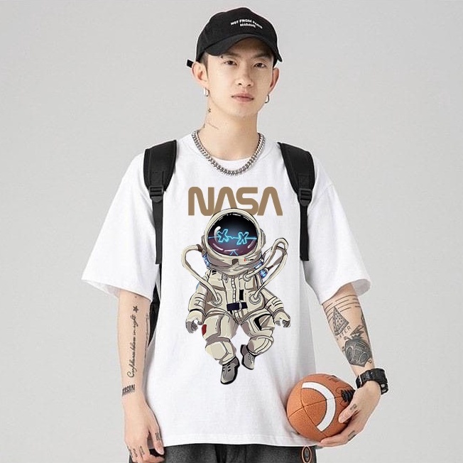 Áo thun tay lỡ form rộng unisex phi hành gia Nasa, áo phông nam nữ chât cotton mềm mát đủ size