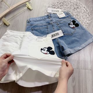 Quần soóc bò thêu micky